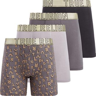 True Religion Boxer Briefs Stretch Underwear Pack of 4 in Black/gold at Nordstrom, Size X-Large