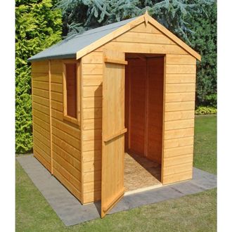 Shires Shiplap Apex Single Door Tongue & Groove Garden Shed Workshop 7x5 ft in Brown