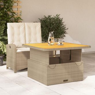 vidaXL Set Comedor De Jard&iacute;n 2 Pzas Con Cojines Rat&aacute;n Sint&eacute;tico Beige Vidaxl