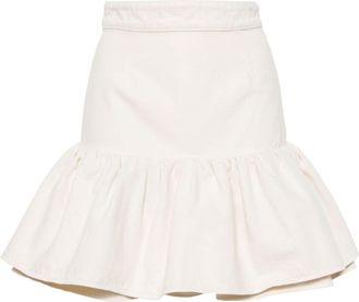 Patou ruffled denim miniskirt - women - Cotton - 34 - Neutrals