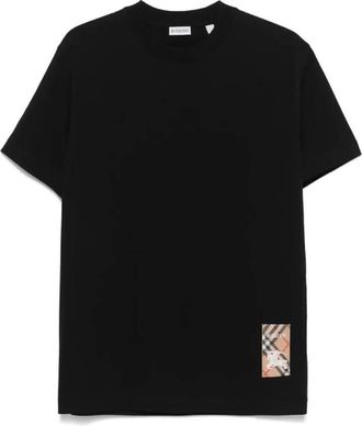 Burberry Check EKD Label Cotton T-Shirt, Size Medium
