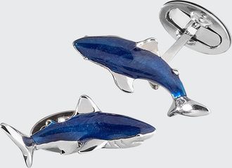 Jan Leslie Enamel Shark Cuff Links