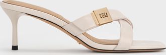 Charles & Keith Cody Leather Crossover-Strap Heeled Sandals