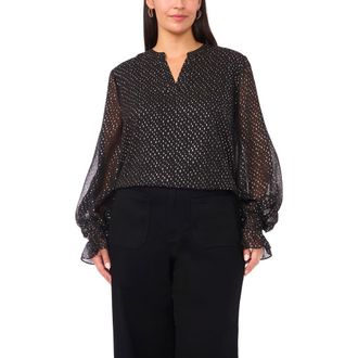 Vince Camuto Metallic Top in Rich Black at Nordstrom, Size 1X