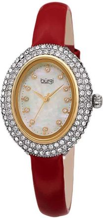 Bürgi Crystal White Dial Brown Leather Ladies Watch BUR234RD