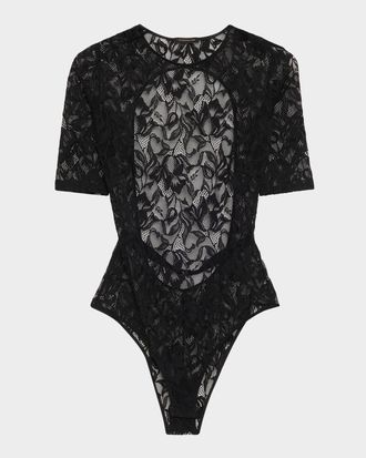 Kiki De Montparnasse Sophie Open-Back Stretch Lace Bodysuit