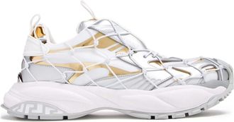 Versace Womens Mercury M_vs_03 Metallic Sneakers - White Silk - Size EU 36