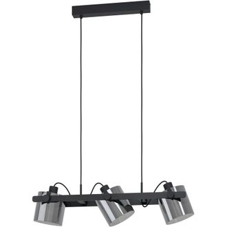 Eglo Lampadario a Sospensione Vintage Hornwood 2 Acciaio Nero Vetro 3 Luci E27