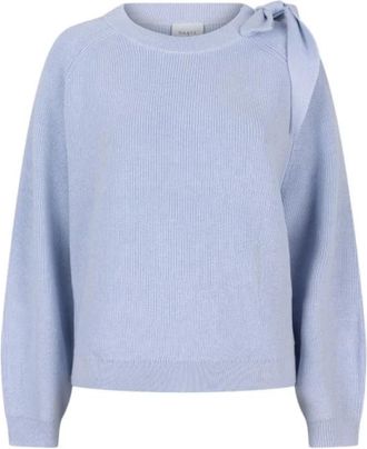 Dante6 Cut-Out Bow Sweater in Crystal Blue - Dames - Ronde hals truien - Blauw - M - Truien & Vesten