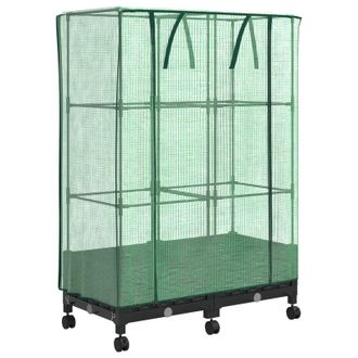 vidaXL Maceta De Jard&iacute;n Con Cubierta De Invernadero Y Ruedas 2 Uds. Pp Vidaxl