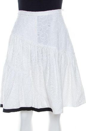 N&deg;21 N21 White Cotton Lace Paneled A Line Skirt