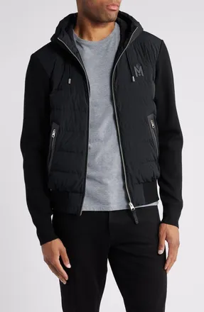 Mackage Andrew Quilted Down Stretch Mixed Media Jacket in Black at Nordstrom, Size Small