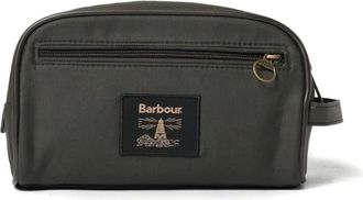 Barbour Toilettas met logo en rits - Groen
