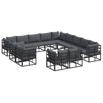 Berkfield Home Garden Sofa Set 13 pcs Black 353 x 353 x 71 cm Aluminium