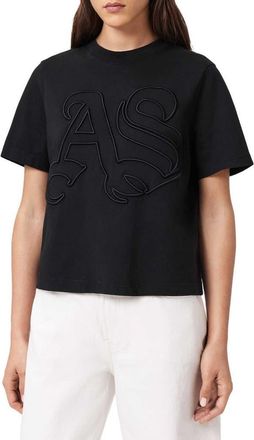 AllSaints Lisa Embroidered Cotton T-Shirt in Black at Nordstrom, Size X-Small