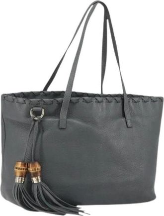 Gucci Pre-owned Tote Bags, female, Gray, Size: ONE SIZE Pre-owned Leather Tote Bag