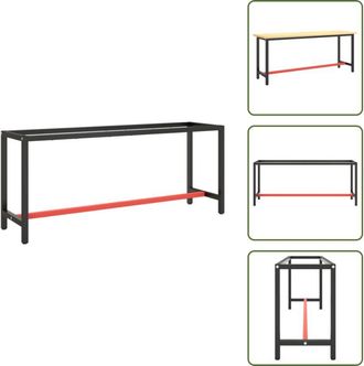 Nova Tavolo con fori preforati - vidaXL Telaio Banco da Lavoro Nero e Rosso Opaco 190x50x79 cm Metallo