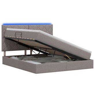 vidaXL Cama De Almacenamiento Led Con Colch&oacute;n Topo 140 X 200 Cm Tela Vidaxl