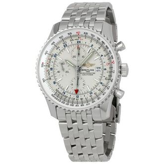 Breitling Pre-owned Breitling Navitimer GMT Chronograph Automatic Silver Dial Mens Watch A2432212-G571-453A