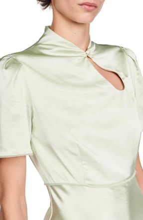 Sandro Rachel Satin Midi Dress In Mint Green