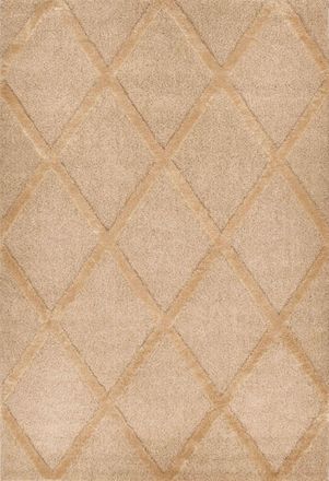 Nazar Rugs Alfombra de sal&oacute;n con motivo de rombos crema 160x230