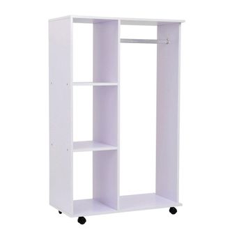 HOMCOM Particle Board Mobile Open Wardrobe On Wheels White - Home Living | TJ Hughes
