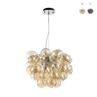 Maytoni Lampadario Contemporaneo Balbo Metallo Nichel 8 Luci Diffusori Cognac