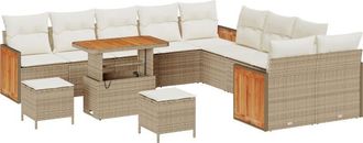 vidaXL Garden Sofa Set 13 pcs Beige, Cream 90 x 55 x 71 cm Poly Rattan Vidaxl
