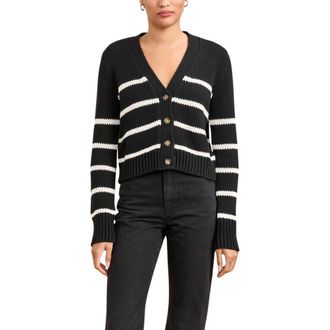 La Ligne Mini Marina Cardigan in Black/cream at Nordstrom, Size X-Large