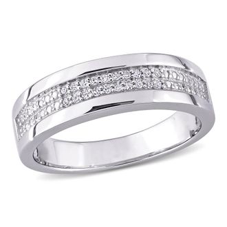 Amour 1/10 CT TW Diamond Mens Ring In Sterling Silver
