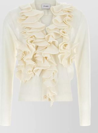 Nude ruffle cardigan