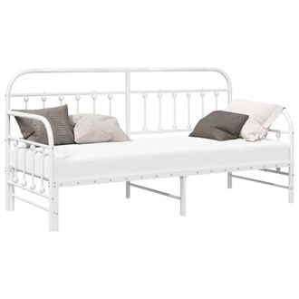 Berkfield Home White Daybed Frame with Trundle White 75x190 cm Steel
