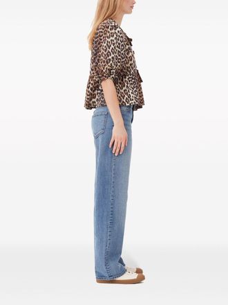 Ganni Leopard-Print Organic Cotton Blouse - Brown