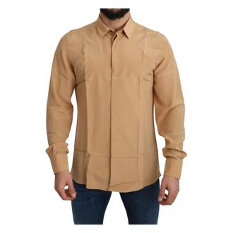 Dolce & Gabbana Casual Shirts, male, Yellow, Size: S Versatile Silk Shirt for Men
