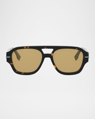Fendi Men & apos;s Fendigraphy Metal Logo Acetate Square Sunglasses