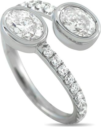 Luxury Bazaar 18K White Gold 1.60ct Diamond Bypass Ring ALR-19749