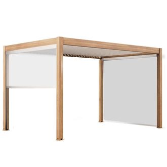 Oviala P&eacute;rgola bioclim&aacute;tica autoportante y motorizada 3x4m y 3 estores