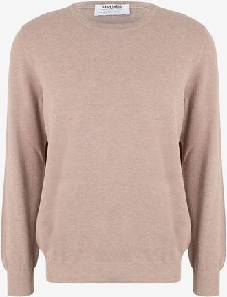 Gran Sasso Rundhals-Piqué-Strickpullover aus Baumwolle