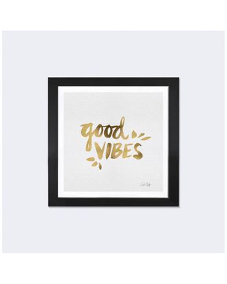 iCanvas Icanvas Good Vibes Gold Artprint By Cat Coquillette Framed Fine Art Paper Print