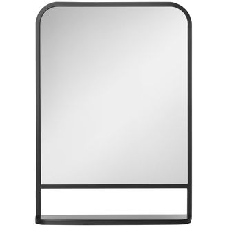 OEM Espejo Decorativo De Pared 50x70 Cm Espejo De Metal Con Estante Para Sal&oacute;n Entrada Estilo Moderno Negro