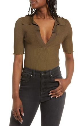 Good American Ribbed Polo in Fog001 at Nordstrom, Size 5