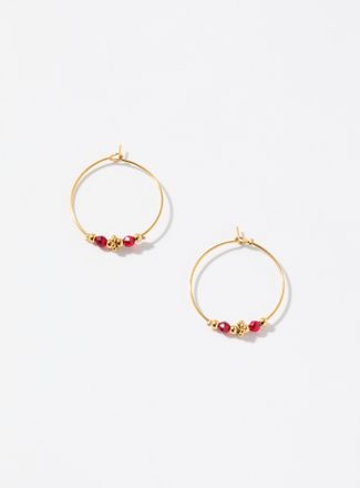 Simons Womens Thin Hoop Earrings with stones