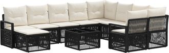 vidaXL Conjunto De Sof&aacute;s De Jard&iacute;n 11 Uds. Negro Rat&aacute;n Sint&eacute;tico Vidaxl