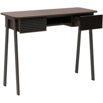 Hhg [NON UTILIZZATO] Consolle HHG-111, tavolino da telefono da ingresso, ripiano cassetto MDV melamina metallo 88x110x40cm, color noce