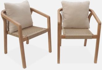 Sweeek Sillas De Jard&iacute;n De Madera Y Cuerda, Set De 2