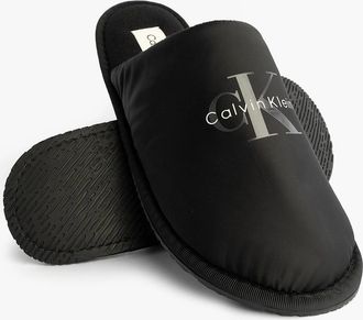 Calvin Klein Mens Calvin Klein HOTEL SLIPPER MONOLOGUE Mens Slippers Triple Black - Size: 10.5