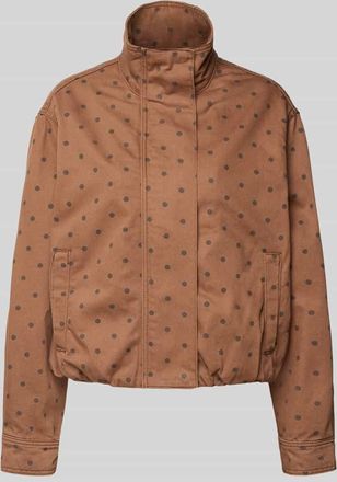 Mango Jacke mit verdecktem Rei&szlig;verschluss Modell DOTS in Mittelbraun, Gr&ouml;&szlig;e XS