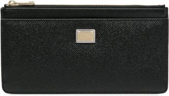 Dolce & Gabbana Zwarte Leren Kaarthouder Portemonnee - Dames - Portefeuilles - Zwart - ONE Size - Leer - Accessoires
