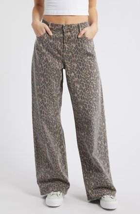 Hidden Jeans High Waist Baggy Wide Leg Jeans in Khaki at Nordstrom, Size 29