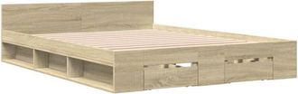 vidaXL Cama con cajones madera ingeniería roble Sonoma 160x200 cm vidaXL